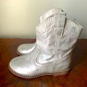 Peek Toddler Girls Silver Western Boots New 8M